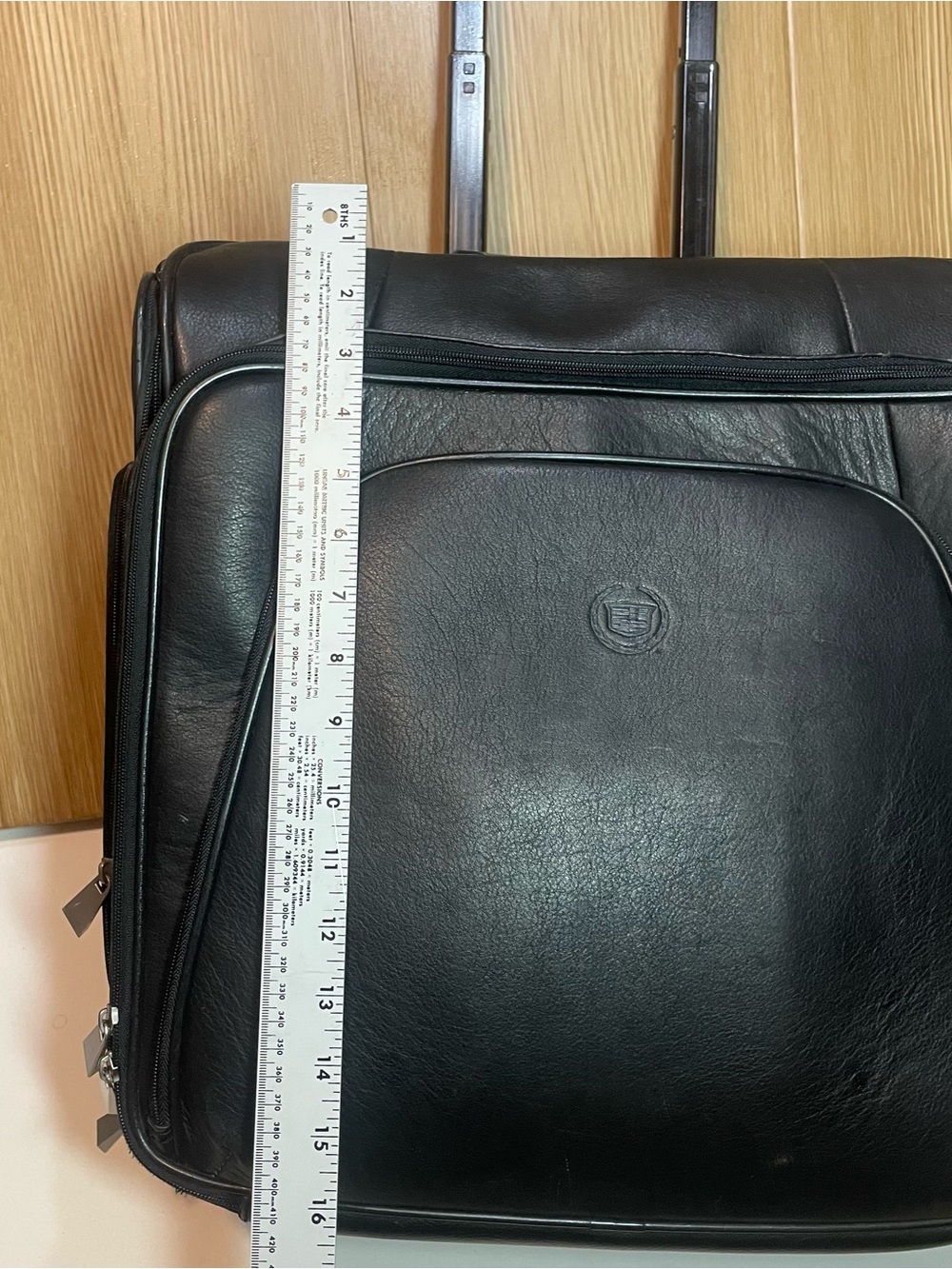 Cadillac Genuine Leather Rolling Suitcase Luggage Executive Briefcase - Picture 11 of 16